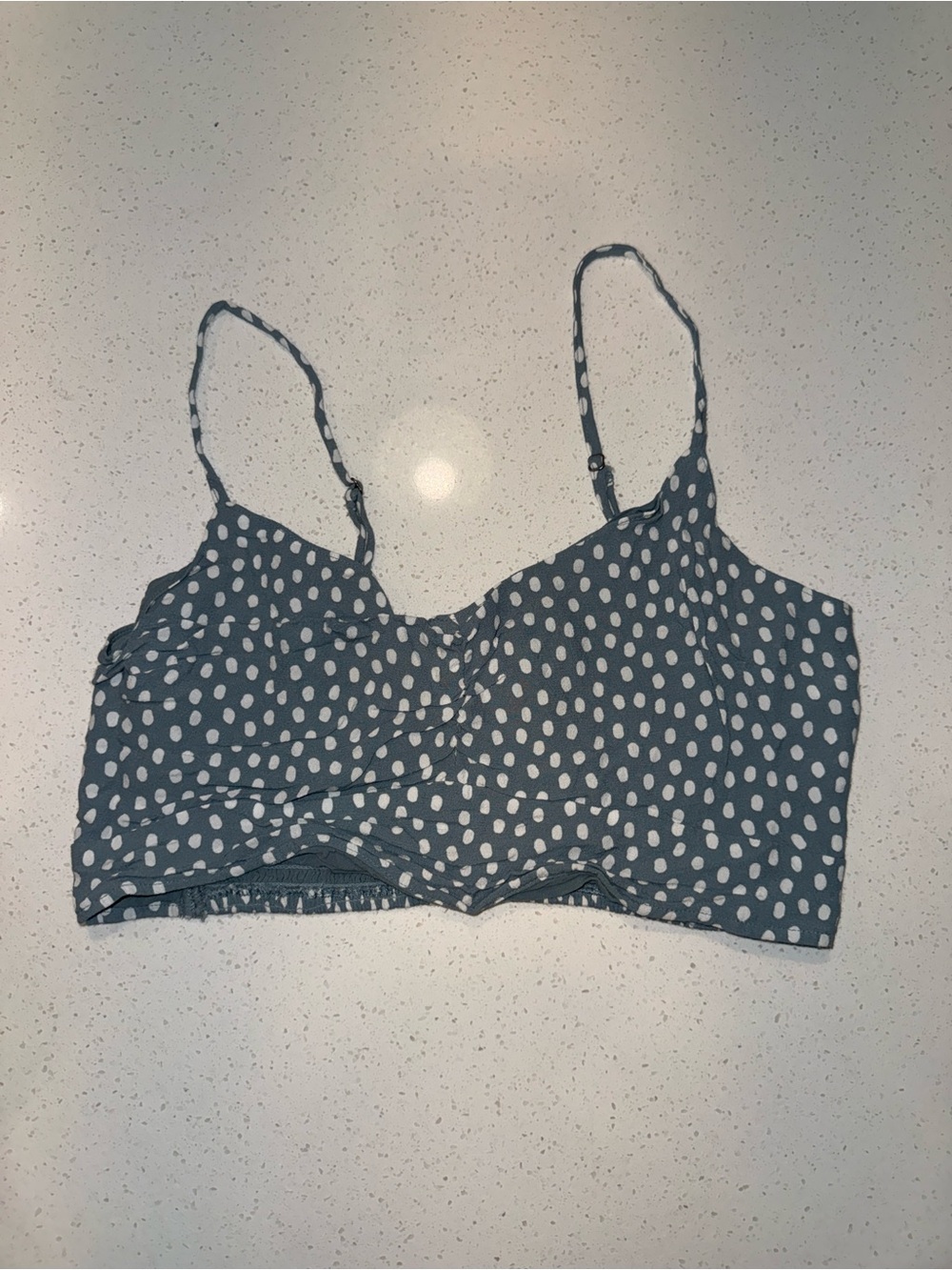 Abercrombie & Fitch Slate Blue Polka Dot Crop Top
